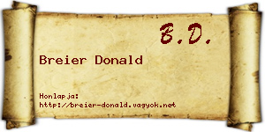 Breier Donald névjegykártya